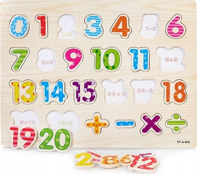 Puzzle druri edukativ Numbers 676796, numrat 0–20, shenja llogaritjeje, shumëngjyrësh