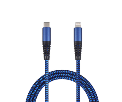 Kabllo USB 2GO USB C në Lightning, 1m, najlon, blu