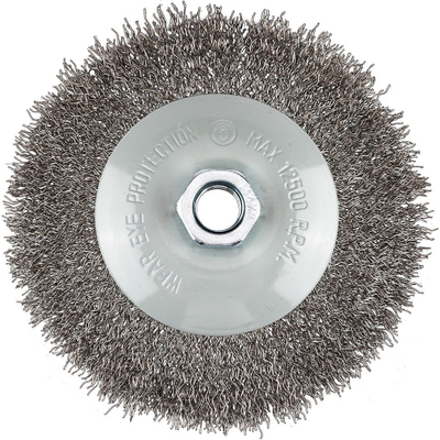 Furçë teli për hekur Graphite 125 mm, tel çeliku i valëzuar, M14, argjendtë