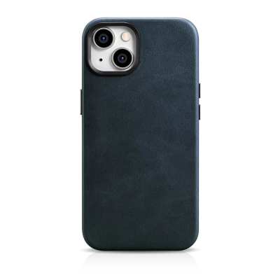 Mbulesë telefoni iCarer Oil Wax Premium Leather, për iPhone 14 Plus, me MagSafe, blu e errët