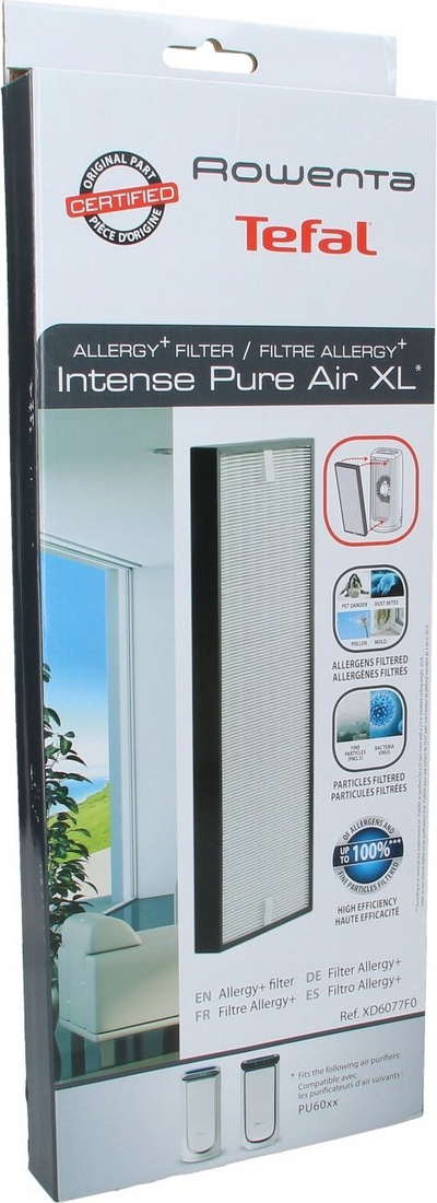 Filtër ajri Rowenta XD6077F0 Allergy+ XL, HEPA, për Intense Pure Air PU60xx, i zi