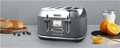 Toster Muse MS-131 DG, 4 feta, stil retro, gri
