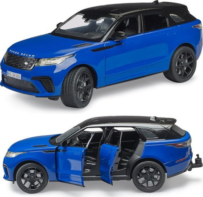 Maket lodër Bruder Range Rover Velar 02880, me dyer që hapen, me grep për rimorkio, gri