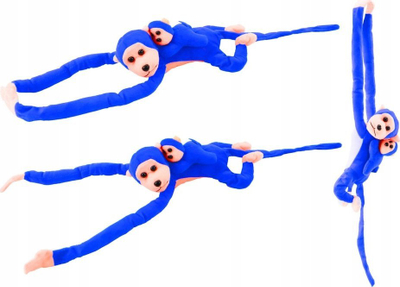 Lodër pelushi Mascot Plush Monkey with Baby, majmun, 70 cm, blu