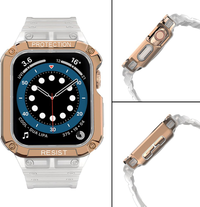 Ремче со заштитна рамка Hurtel Protect Strap Band за Apple Watch 45 44 42mm, TPU, спортско, розова