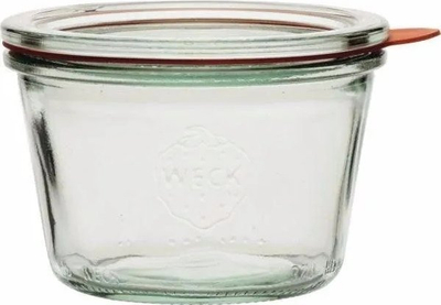 Set kavanozësh qelqi Weck Sturz, 0.25L, me kapak unazë dhe kapësa, transparent