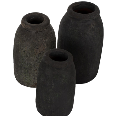 Set vazo dekorative terrakota fosil gri 3-pjesësh (HM7711), gri