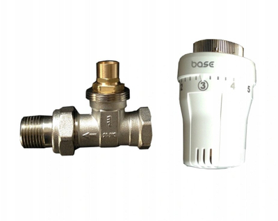 Set koka termostatike RTL Basic, me kufizues temperature, valvul termostatike e drejtë 1/2x3/4, e bardhë
