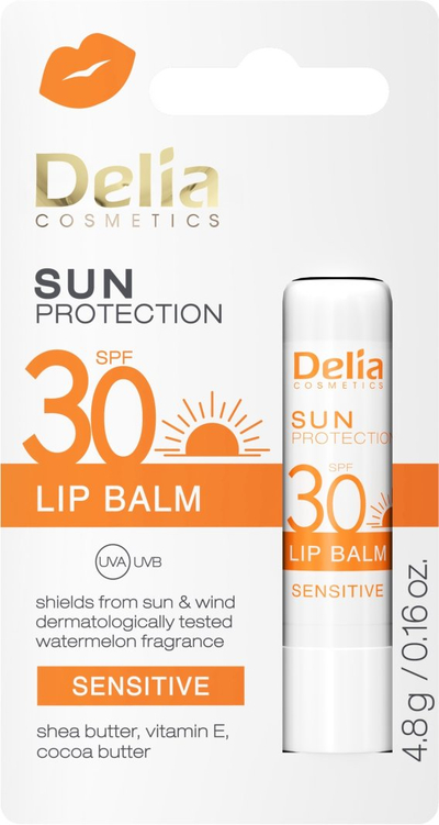 Balsam buzësh Delia Sun Protect, SPF 30, 4.8g, i bardhë