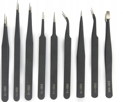 Set pincash të holla metalike ESD MAR POL M66799, 9 copë, të zeza