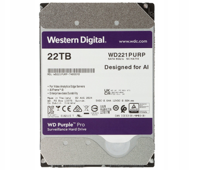 Внатрешен диск Western Digital WD Purple Pro HDD-WD221PURP, 22TB, 3.5\", 24/7