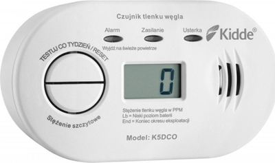 Detektor monoksidi karboni Kidde K5DCO, ekran LCD, jetëgjatësi 10 vite