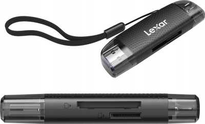 Читач на картички Лексар LRW310X, УСБ А Ц, СД микросд, црн