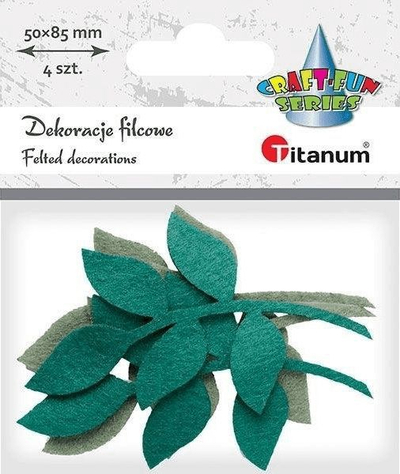 Dekor Titanum Craft‑Fun, liçe me degëz, 50 × 85 mm, 4 copë, i gjelbër