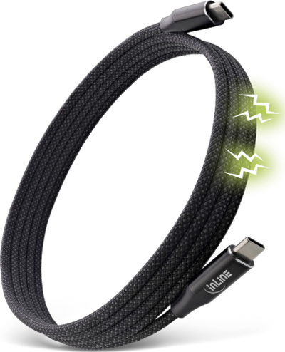 Kabllo magnetik USB C InLine, 100W, 1.5m, e zezë
