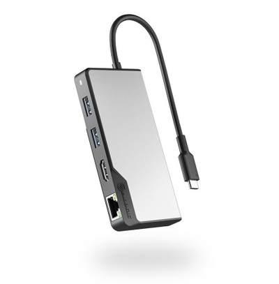 Hub USB C ALOGIC Fusion Alpha 5 in 1 V2, HDMI, Gigabit Ethernet, gri