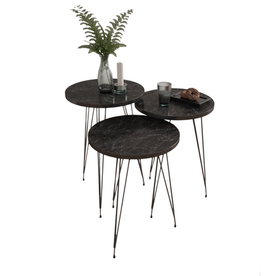 Set tavolina anësore 3-copë Nissa (HM18173.02), zezë