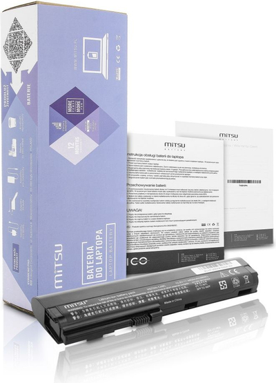 Bateri laptopi Mitsu për HP EliteBook 2560p 2570p, 4400mAh, 10.8V, e zezë