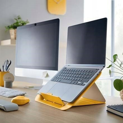 Mbajtëse laptopi Leitz Cosy, e rregullueshme, ergonomike, e verdhë
