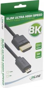 Kabllo HDMI InLine 17902D, 2m, Full HD 3D, e zezë