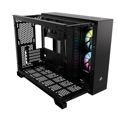 Kasa PC Corsair iCUE LINK 2500X, Micro ATX, me dy dhoma, e zezë