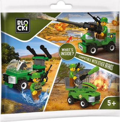 Lodër blloqe ndërtimi Blocki MyArmy, makinë ushtarake, 5+, jeshile