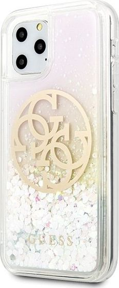 Kapak telefoni Guess Liquid Glitter Circle Logo për iPhone 11 Pro, PC + TPU, argjend