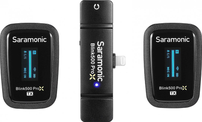 Sistem mikrofoni pa tel Saramonic Blink500 ProX B4, 2 kanale, me Lightning për iPhone, i zi