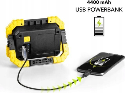 Prozhektor LED Trotec, 4400mAh, USB powerbank, i verdhë me të zezë