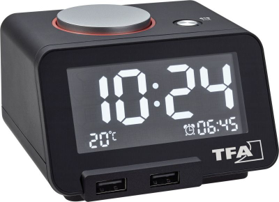 Orë dixhitale me alarm TFA Homtime, e zezë