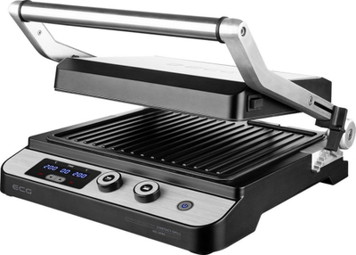 Grill kontaktual ECG KG 1000 Gourmet, pllakë e ndërroshme, kontroll digjital, inox