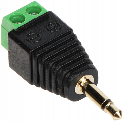 Adapter audio 3.5mm mono, plug jack mashkull në femër, plastik i zi