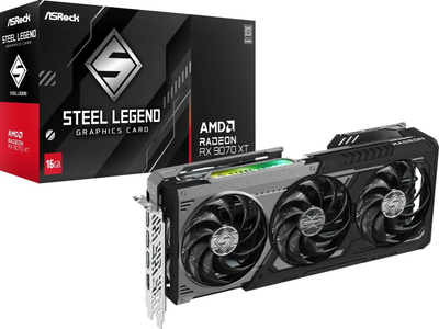 Kartë grafike Asrock Radeon RX 9070 XT Steel Legend Dark, 16GB GDDR6, PCI Express 5.0, e zezë