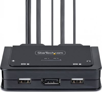 Ndërprës KVM StarTech.com me 2 porta USB C, 4K 60Hz, DisplayPort, i zi