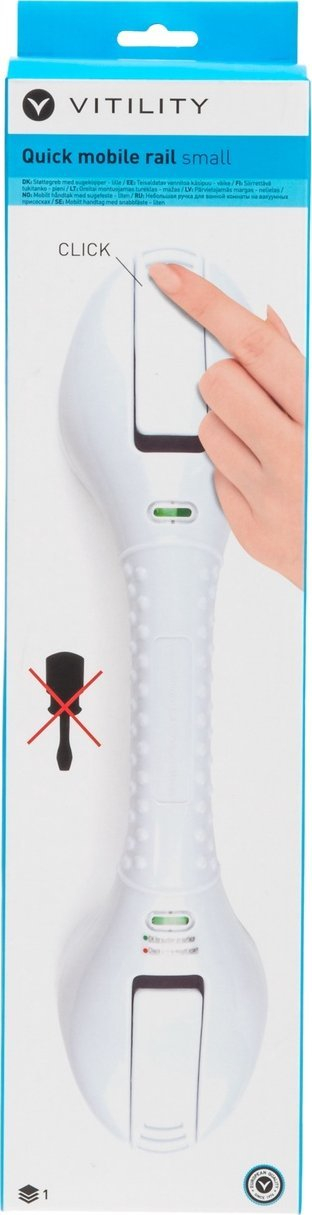 Shufër portative mbështetëse Vitility, kupa thithëse, 40cm, e bardhë