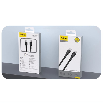 Kabllo USB C Dudao L9C, USB C me USB C, 2m, 65W, e zezë