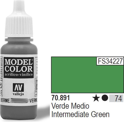 Bojë akrilike Vallejo Model Color Intermediate Green, 17ml, e gjelbër