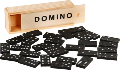 Domino druri pa markë, 28 blloqe, kuti druri, shumëngjyrëshe