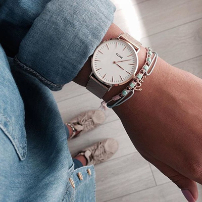 Rrip për orë Cluse Cluse Milan Lahoe Mesh Rose Gold CLS047