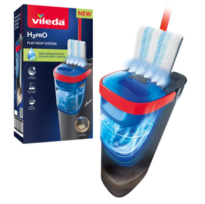 Mop i sheshtë Vileda H2Pro Flat System, me spërkatje, ngjyrë gri