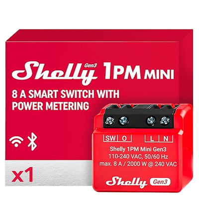 Ndërprerës me një rele SHELLY 1PM Mini Gen3, WiFi & Bluetooth, KNXnet / IP communication