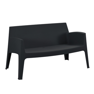 Divan i jashtëm Sleek HM6366.02, 2 vende, polipropilen, 133x68x73 cm, i zi