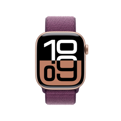 Apple Watch Series 10 GPS, 42mm, Rose Gold Aluminum Case with Plum Sport Loop