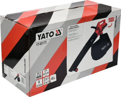 Fshesë kopshti me ajër dhe thithëse Yato YT-85175, 18V, 45L, e kuqe e zezë
