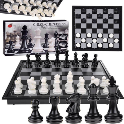 Lojë shahu dhe dames magnetike GR0620, 2 në 1, tabelë 25 x 25 cm