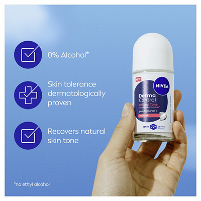 Antiperspirant roll-on për femra Nivea Derma Control Natural Tone, 50 ml