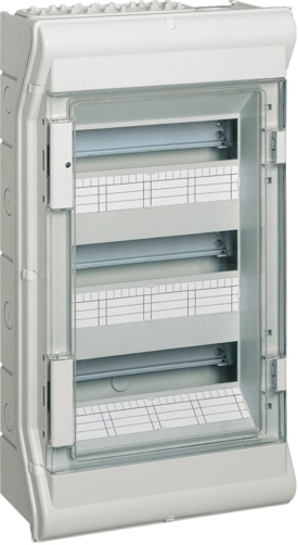 Kasetë modulare shpërndarëse Hager Vector VE312L, 3x12 module, IP65, gri