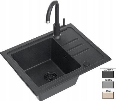 Lavaman kuzhine Quadron BEN 116 me rubinet KATE, granit, 55x44x17.5 cm, i zi me pika