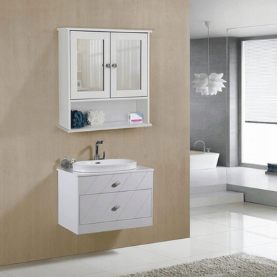 Kabinet banjoje Mufart LHC002, MDF, me pasqyrë, i bardhë mat