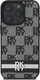 Kapak telefoni DKNY PU Leather Checkered për iPhone 16 Pro Max, me vija, i zi